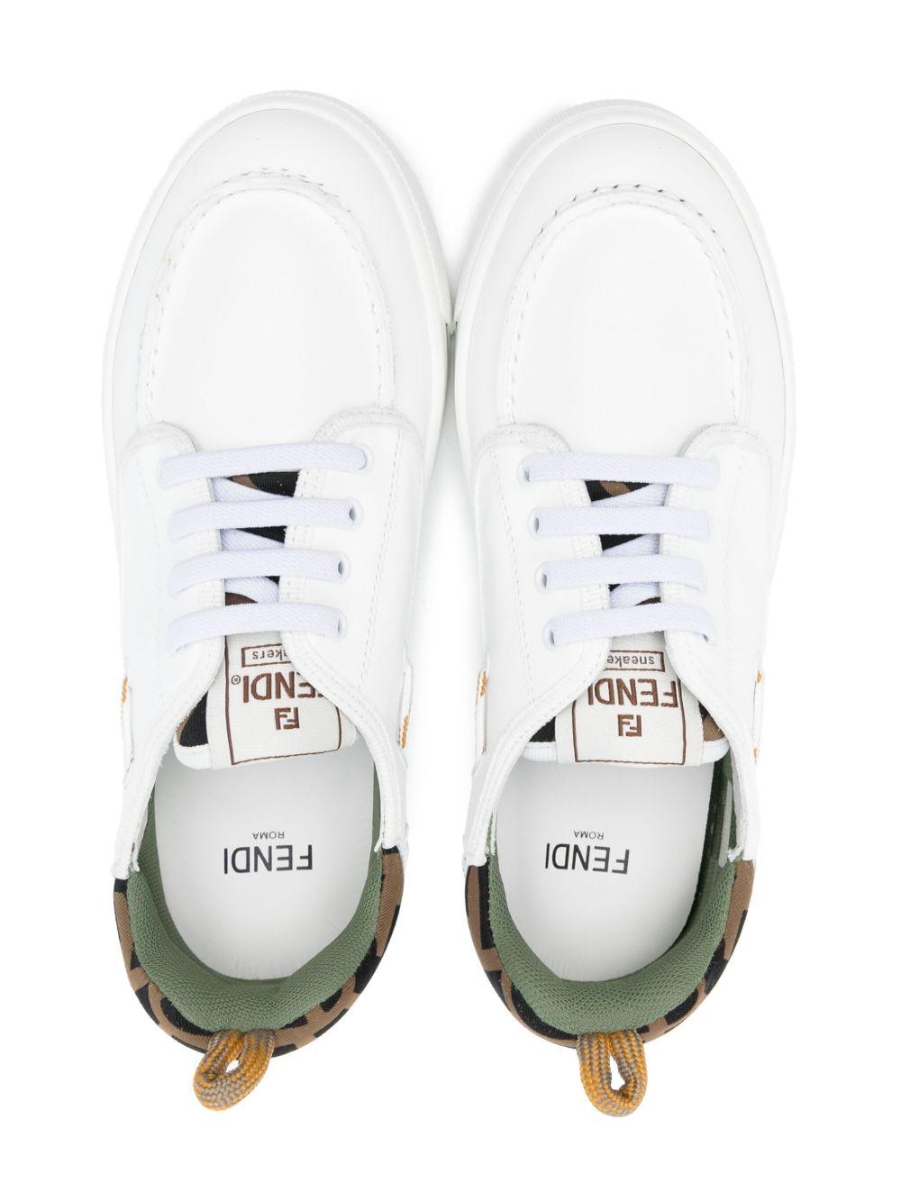 Sneakers in pelle per bambino Fendi Kids bianco con chiusura con lacci - Rubino Kids