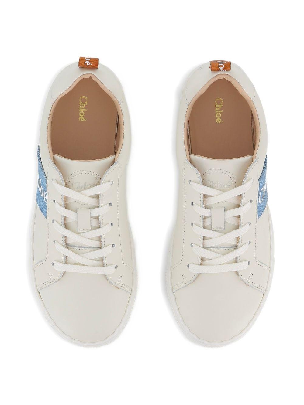 Sneakers per bambina Chloé Kids bianche con toppa con logo - Rubino Kids