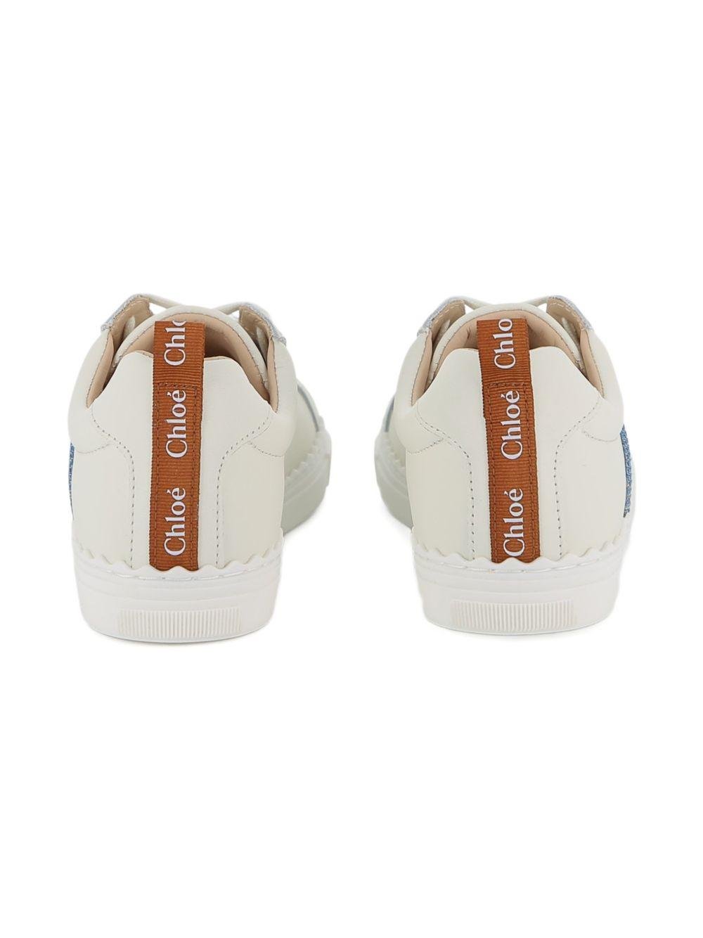 Sneakers per bambina Chloé Kids bianche con toppa con logo - Rubino Kids