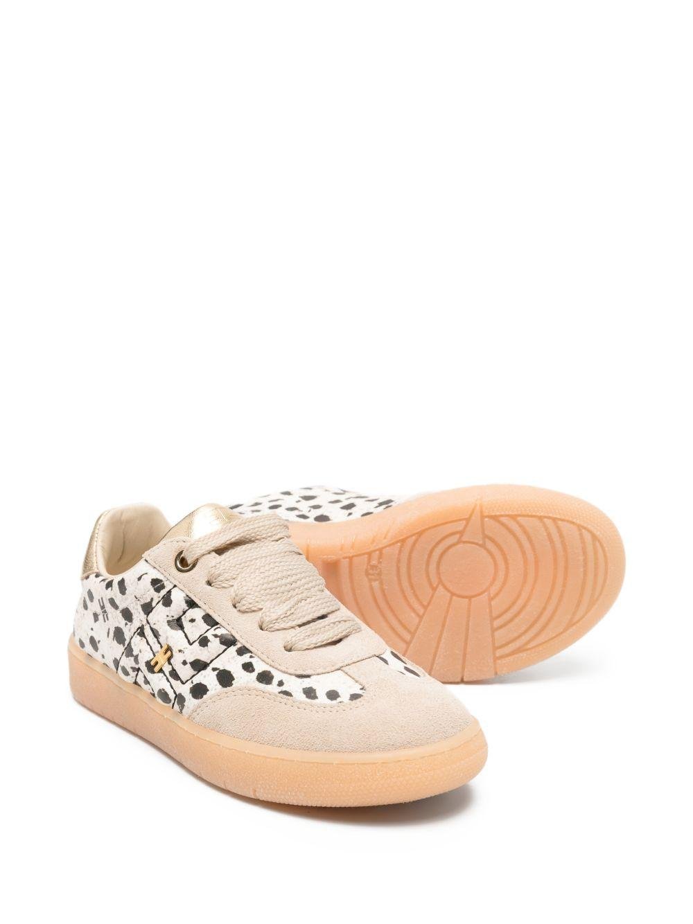 Sneakers per bambina Elisabetta Franchi La Mia Bambina beige con dettagli animalier - Rubino Kids