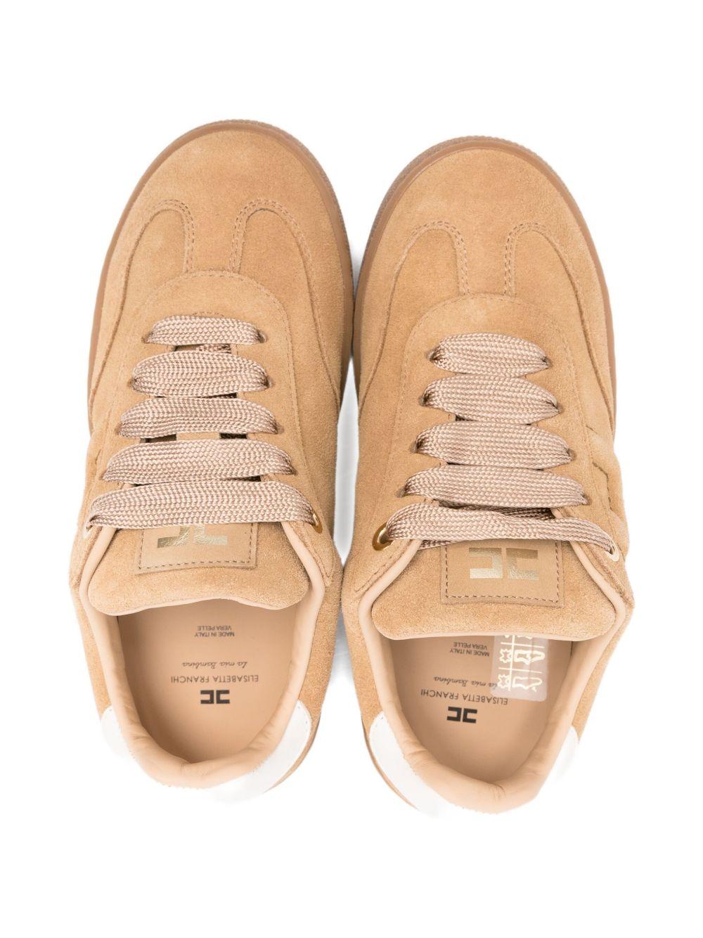 Sneakers per bambina Elisabetta Franchi La Mia Bambina beige con dettaglio logo - Rubino Kids