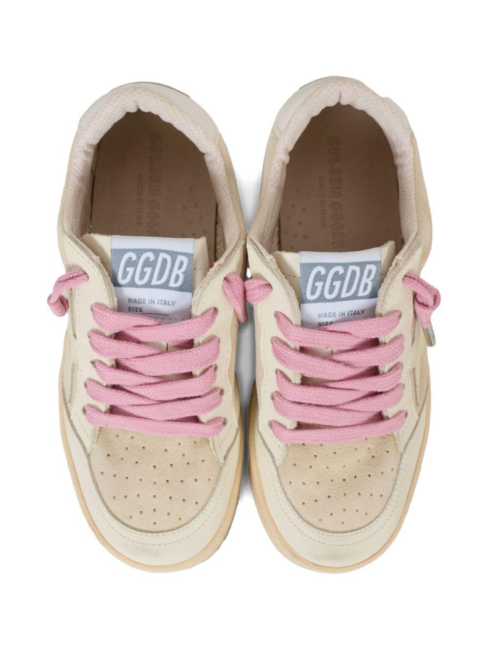 Sneakers per bambina Golden Goose Kids beige stringate in pelle scamosciata - Rubino Kids