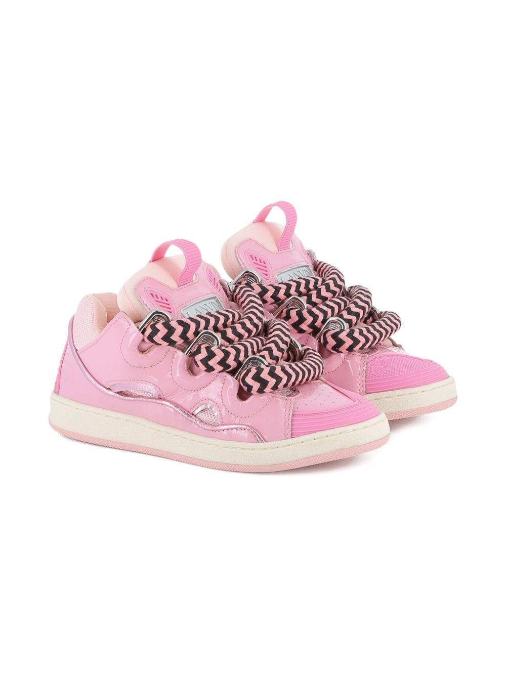Sneakers per bambina Lanvin Enfant rosa con lacci oversize a zigzag - Rubino Kids