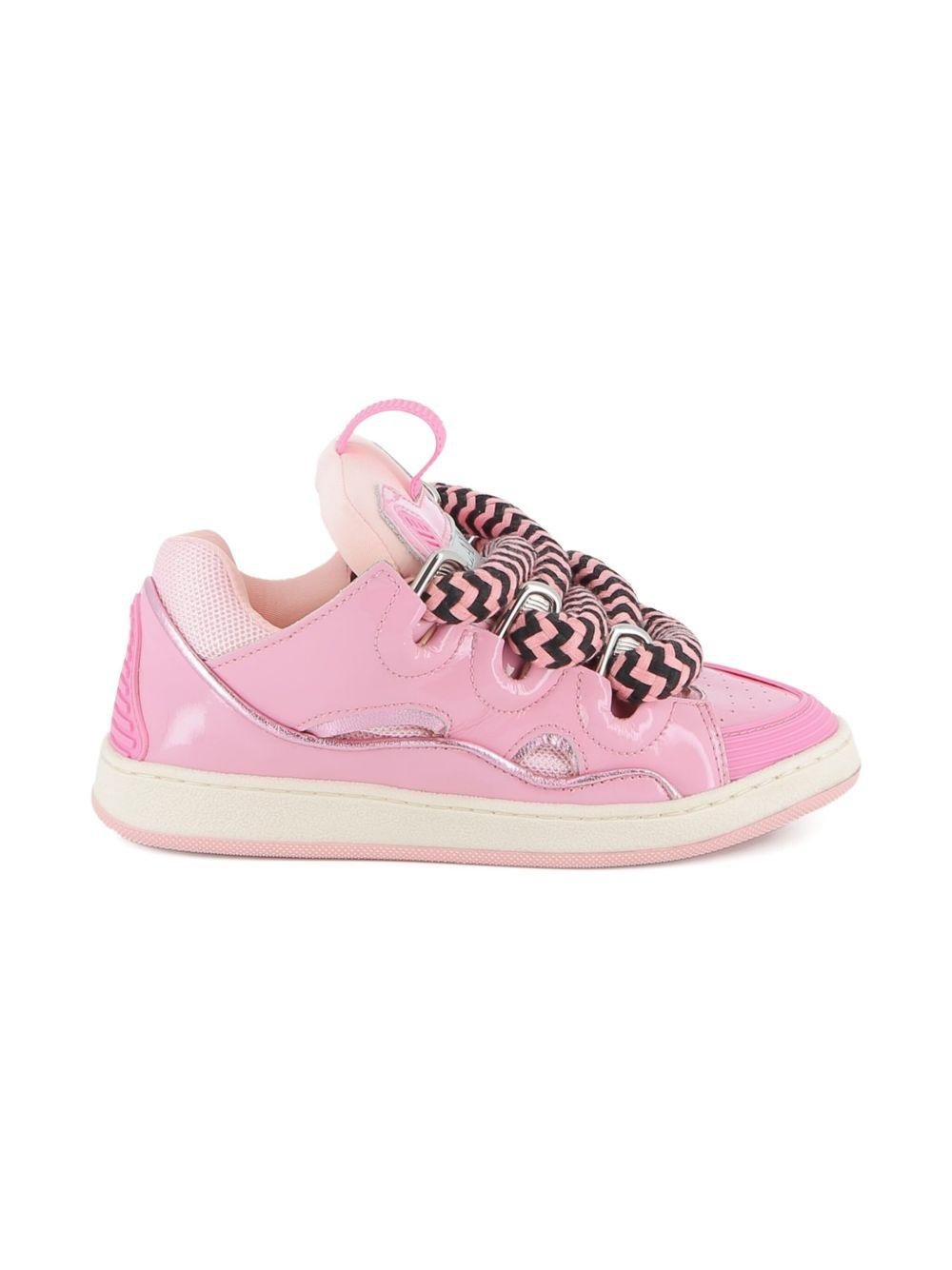 Sneakers per bambina Lanvin Enfant rosa con lacci oversize a zigzag - Rubino Kids