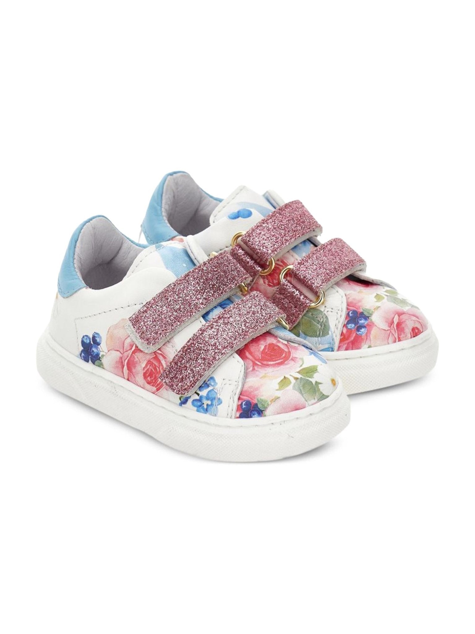 Sneakers per bambina Monnalisa bianche a fiori con glitter - Rubino Kids