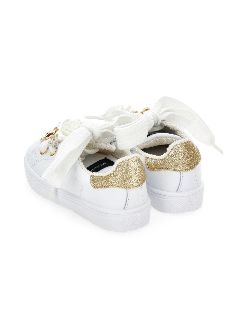 Sneakers per bambina Monnalisa bianche con applicazione floreale - Rubino Kids