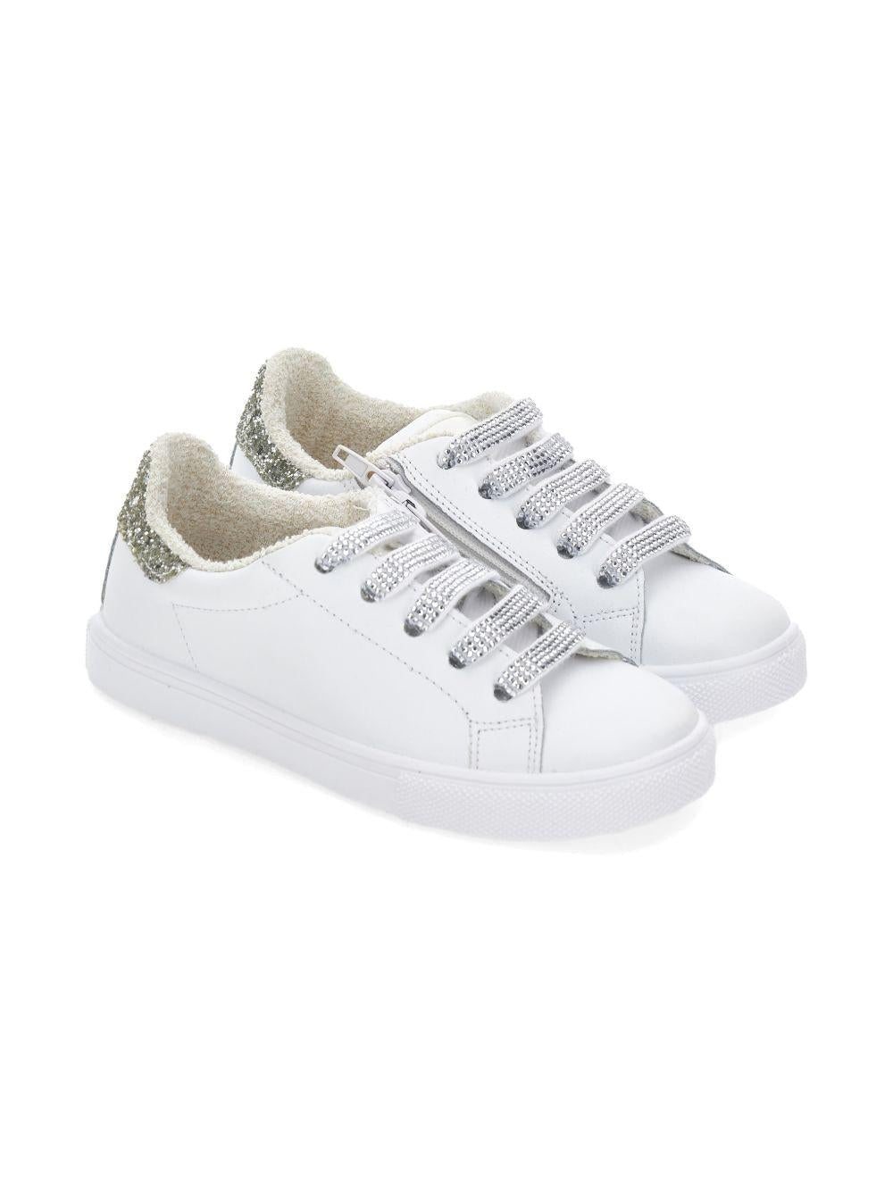 Sneakers per bambina Monnalisa bianche con glitter - Rubino Kids