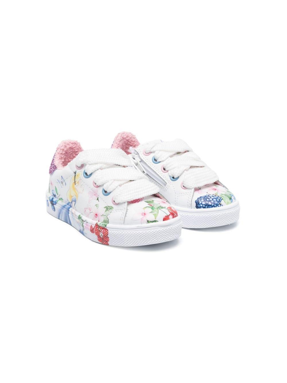 Sneakers per bambina Monnalisa bianco con stampa Alice Monnalisa x Disney - Rubino Kids