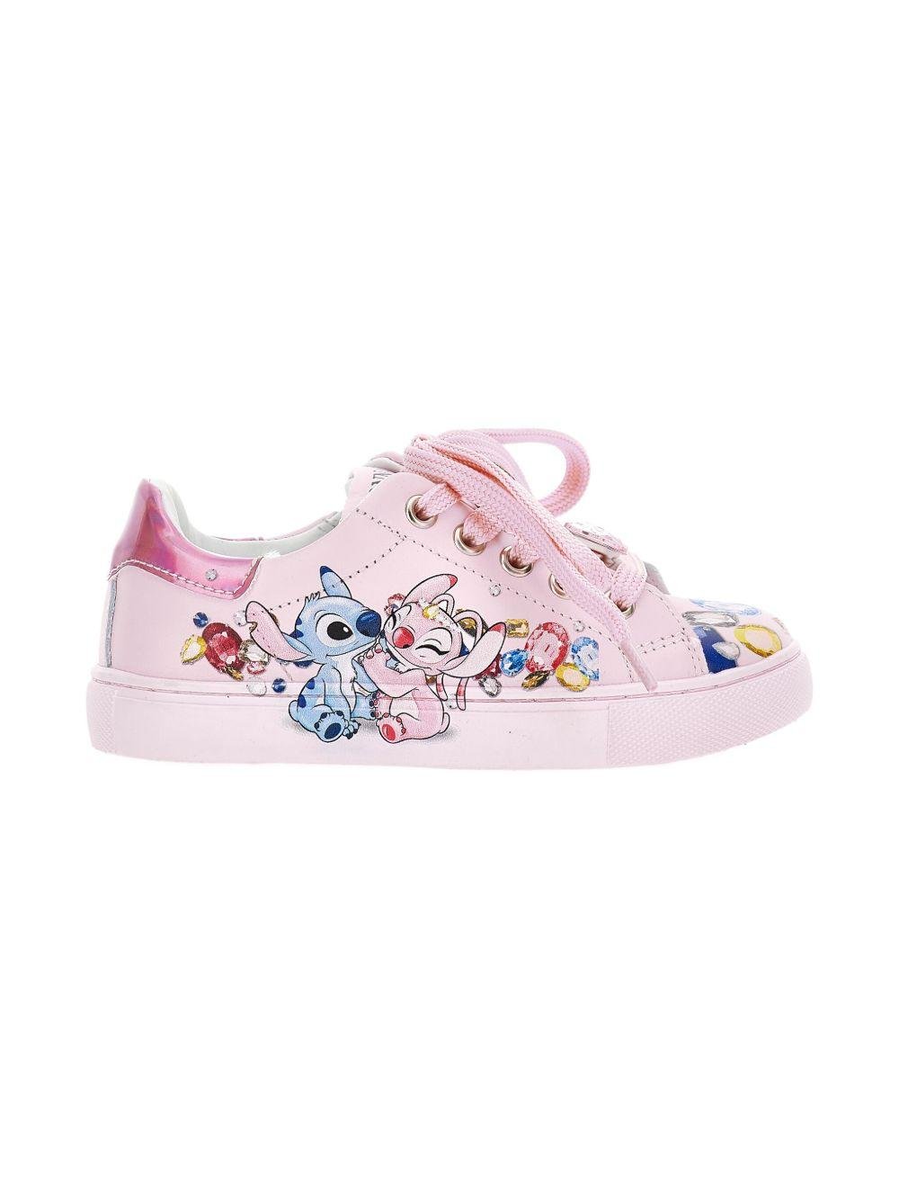 Sneakers per bambina Monnalisa rosa con fantasia Stitch - Rubino Kids