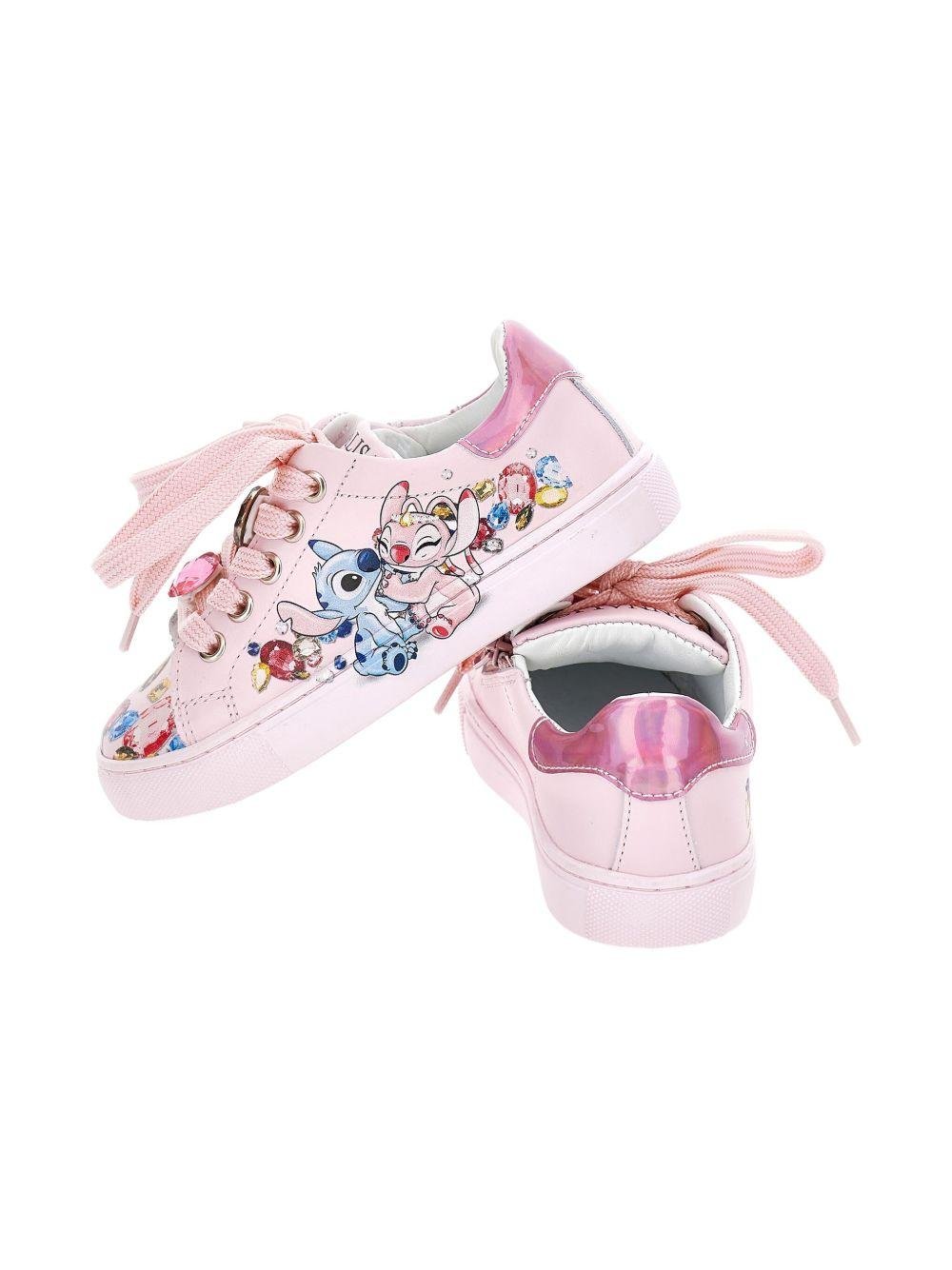 Sneakers per bambina Monnalisa rosa con fantasia Stitch - Rubino Kids
