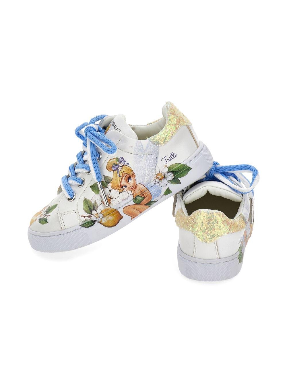 Sneakers per bambina Monnalisa x Disney bianca con stampa Trilly - Rubino Kids