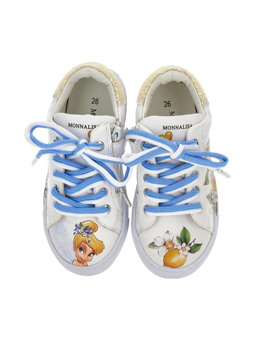 Sneakers per bambina Monnalisa x Disney bianca con stampa Trilly - Rubino Kids