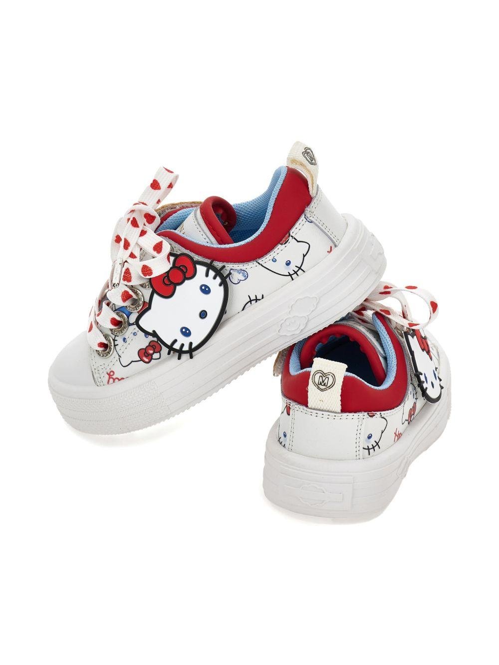 Sneakers per bambina Monnalisa x Hello Kitty bianche con applicazione Hello Kitty - Rubino Kids