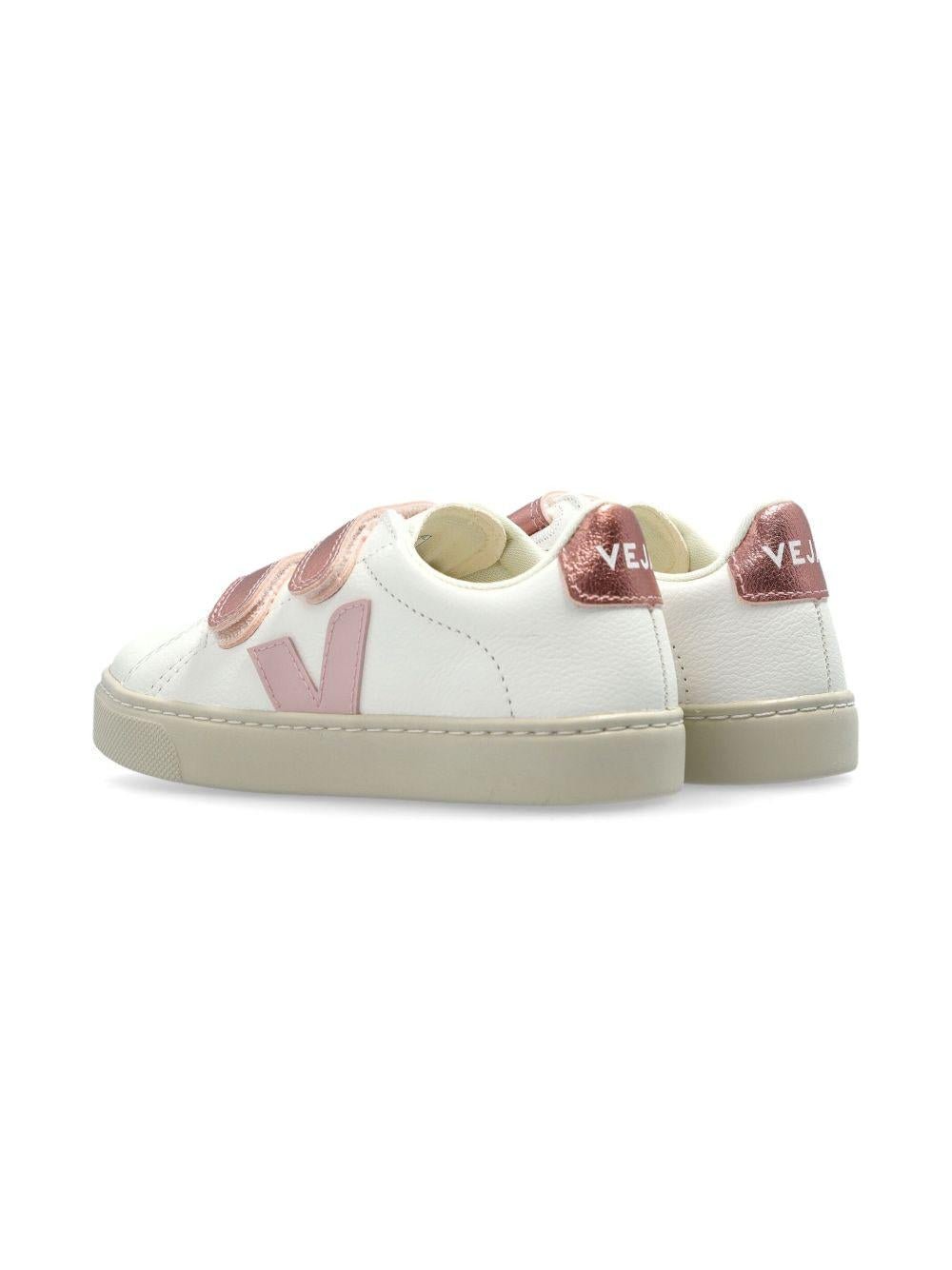Sneakers per bambina Veja Kids bianche con chiusura frontale a strappo - Rubino Kids