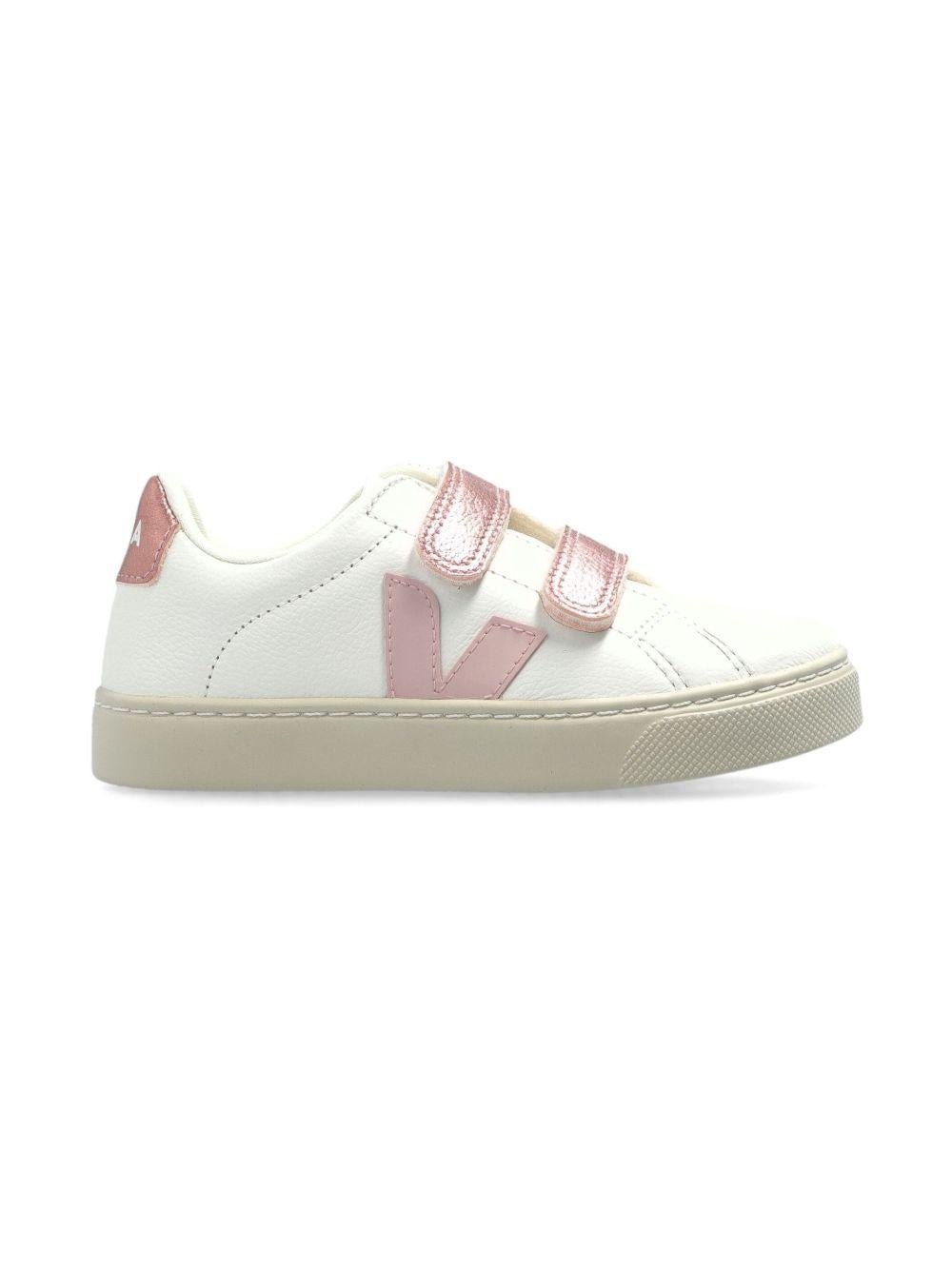Sneakers per bambina Veja Kids bianche con chiusura frontale a strappo - Rubino Kids
