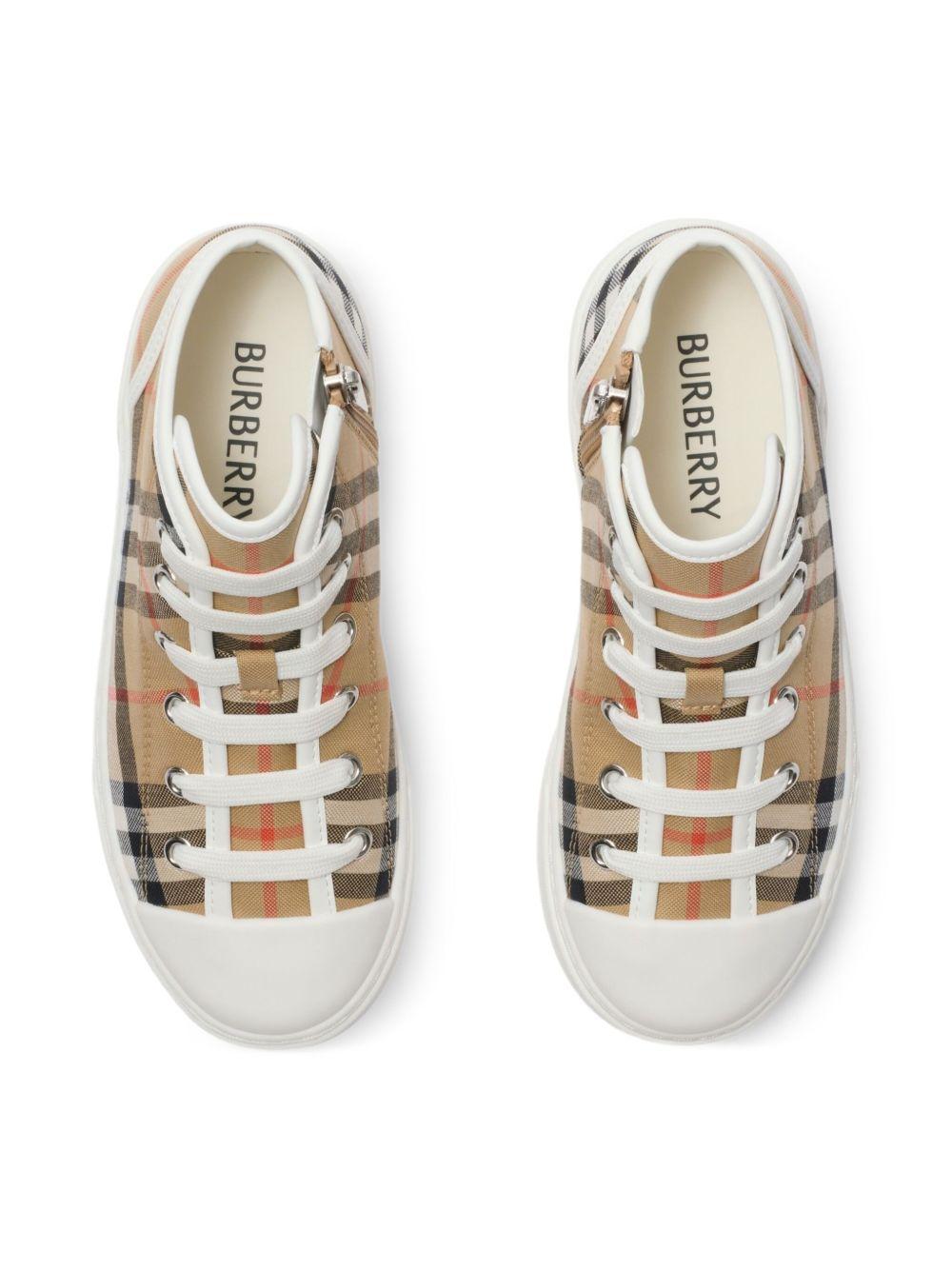 Sneakers per bambini Burberry Kids beige con caratteristico motivo Vintage Check all - over - Rubino Kids