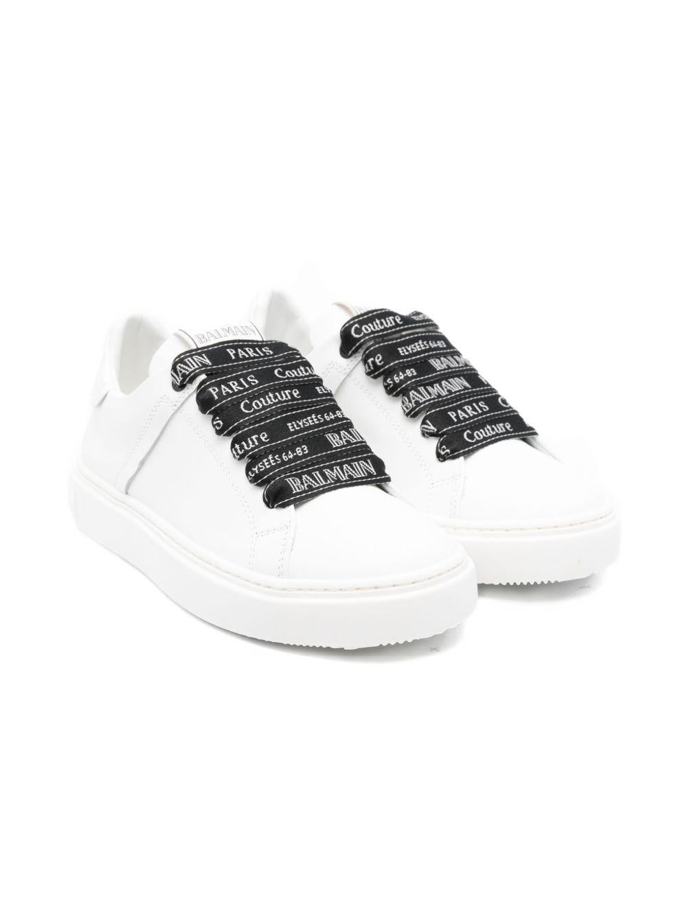 Sneakers per bambino Balmain Kids bianche con lacci logati - Rubino Kids