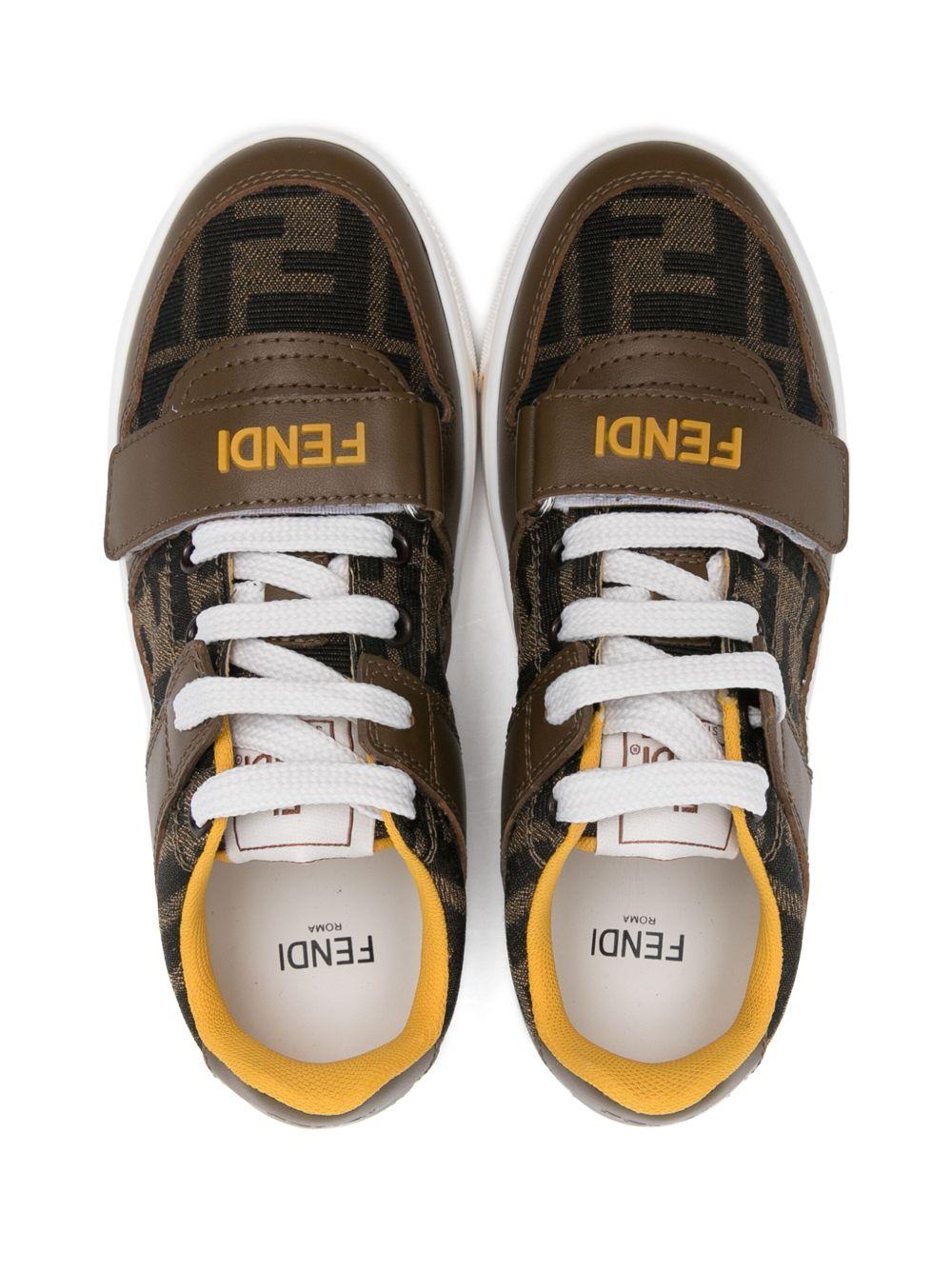 Sneakers per bambino Fendi Kids marrone con monogramma FF - Rubino Kids