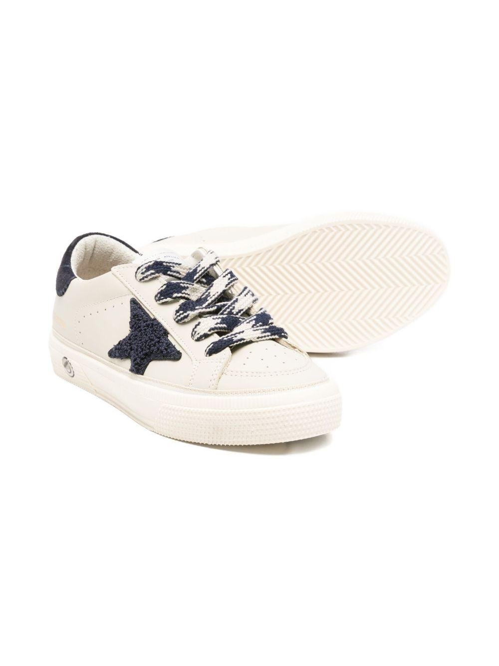 Sneakers per bambino Golden Goose Kids beige con lacci e applicazione a stella - Rubino Kids
