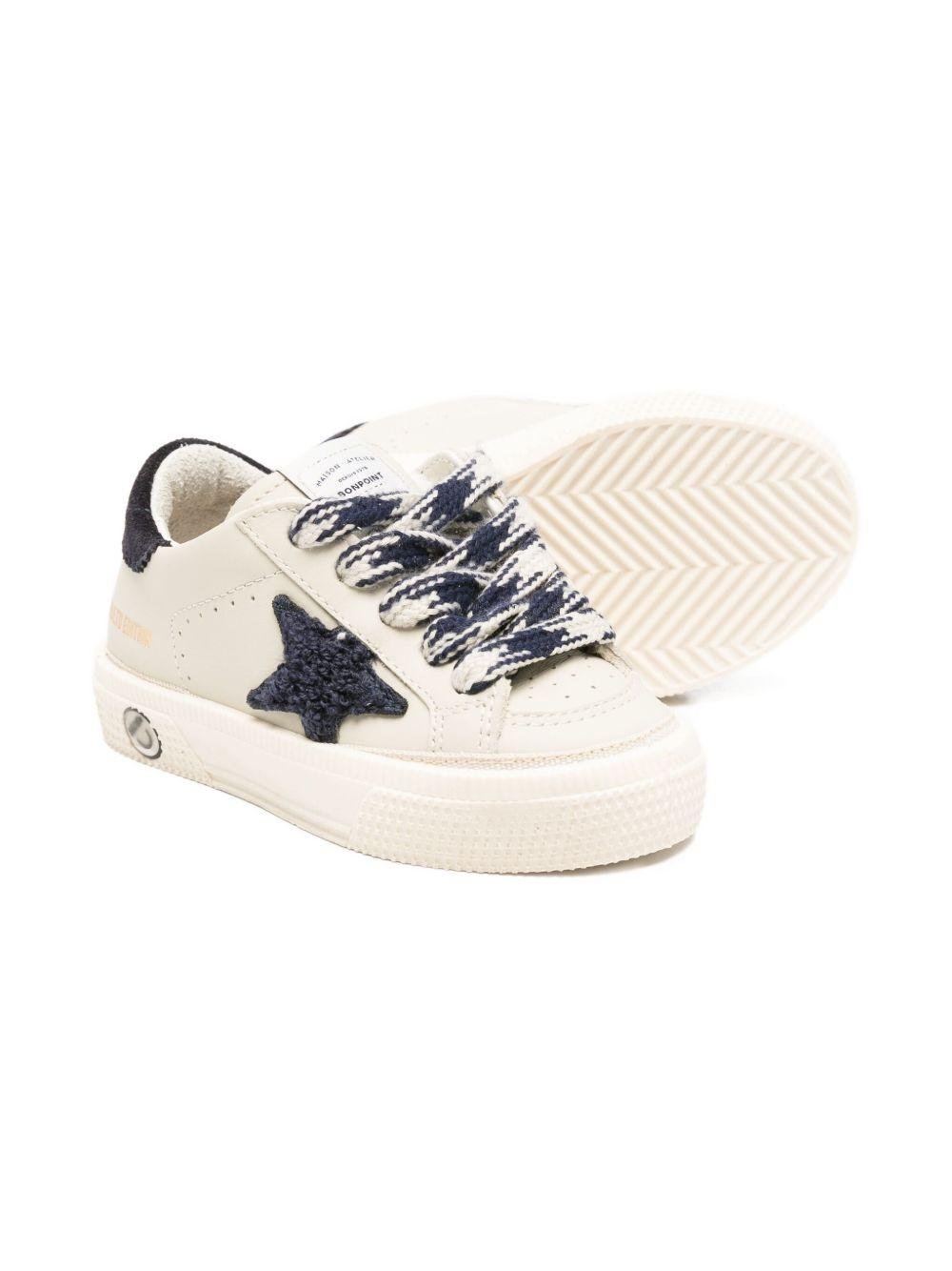 Sneakers per bambino Golden Goose Kids beige con lacci e applicazione a stella - Rubino Kids