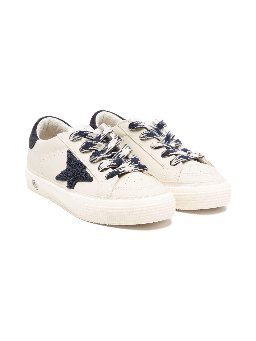 Sneakers per bambino Golden Goose Kids beige con lacci e applicazione a stella - Rubino Kids