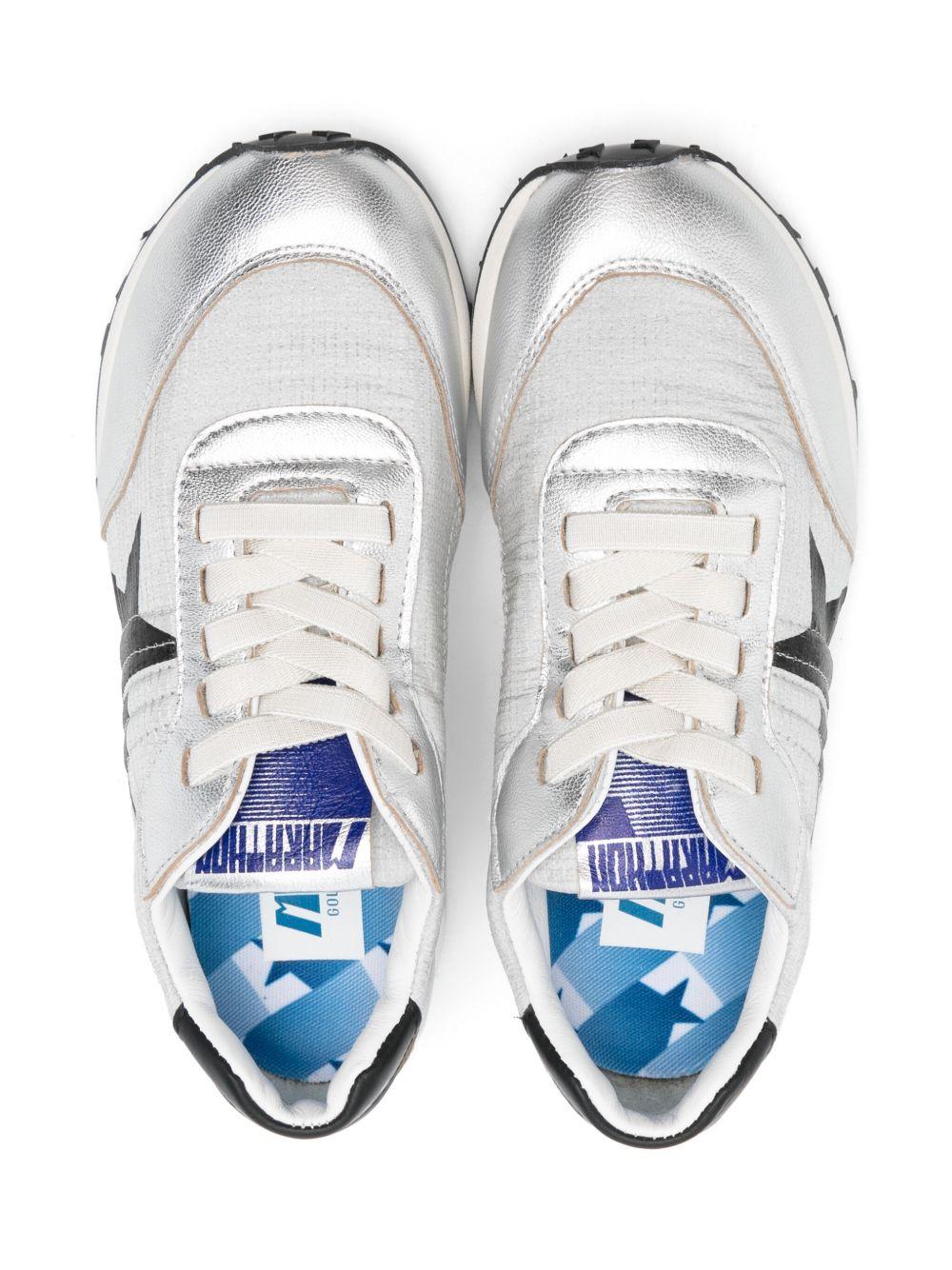 Sneakers per bambino Golden Goose Kids Running Marathon argento con lacci - Rubino Kids