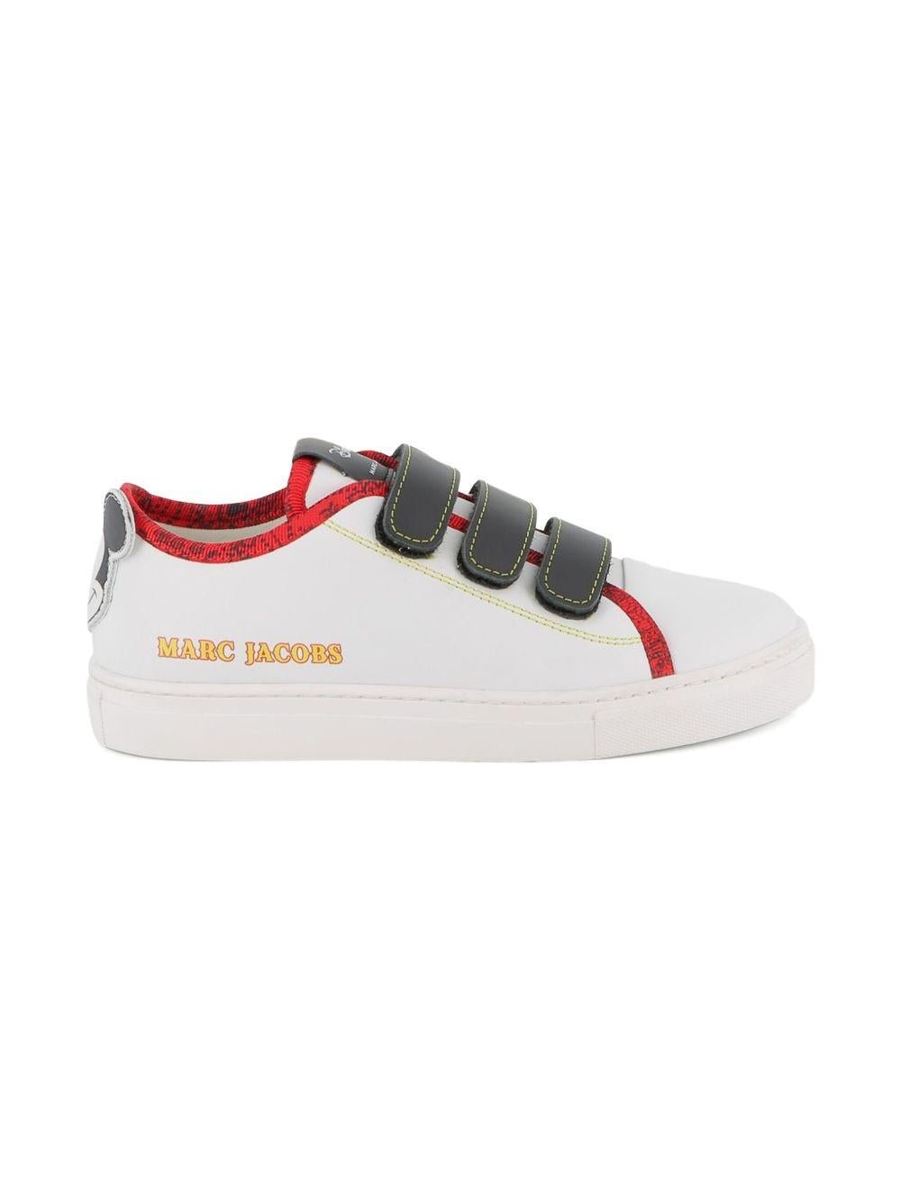 Sneakers per bambino Marc Jacobs x Disney Mickey Mouse bianche con chiusura a strappo - Rubino Kids