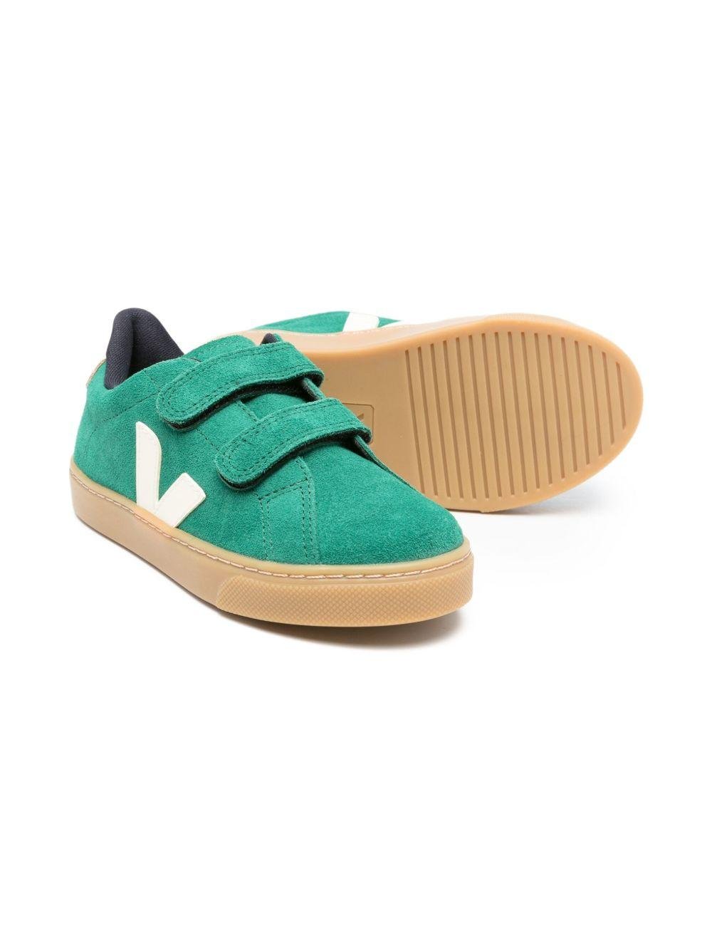 Sneakers per bambino VEJA Kids verde in pelle scamosciata con cinturino touch - strap - Rubino Kids