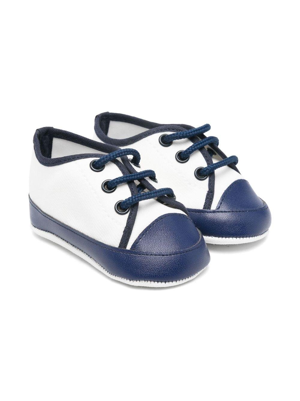 Sneakers primi passi per neonato Colorichiari bianco e blu con design color - block - Rubino Kids