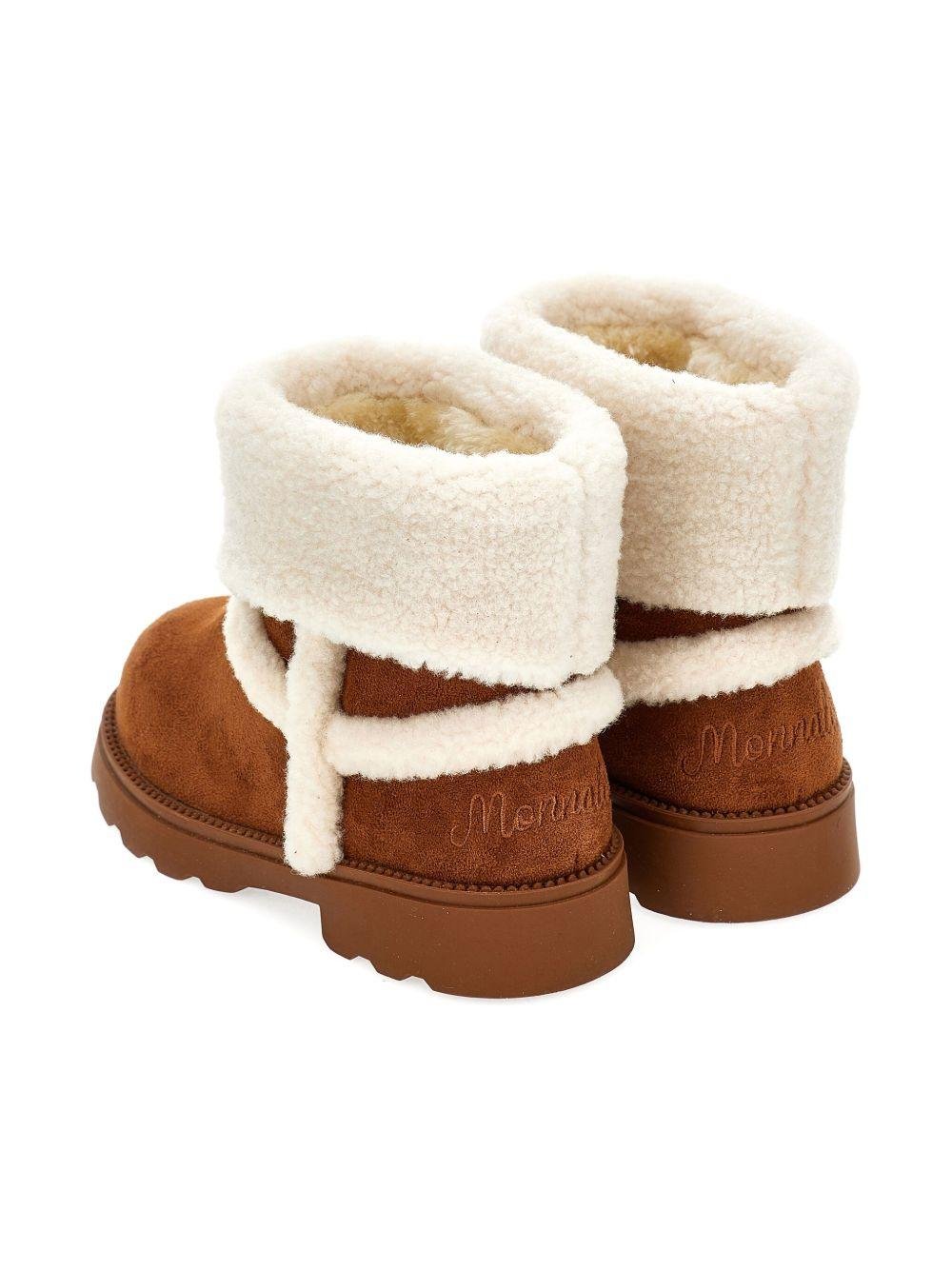 Stivaletti per bambina Monnalisa marrone con fodera in pelle di pecora - Rubino Kids