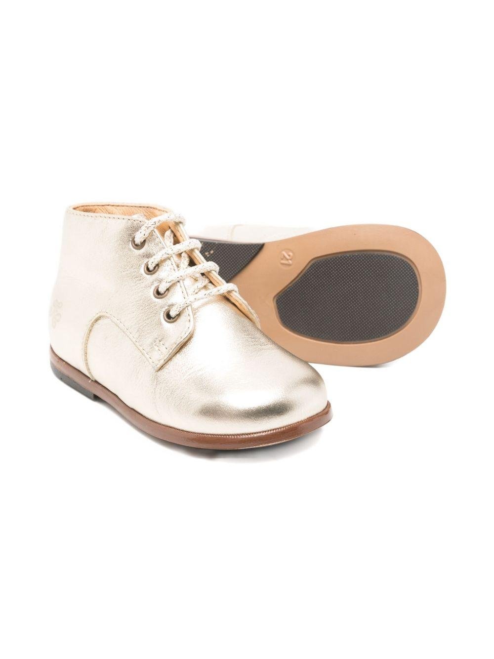 Stivaletti per bambina Tartine Et Chocolat color oro con lacci - Rubino Kids