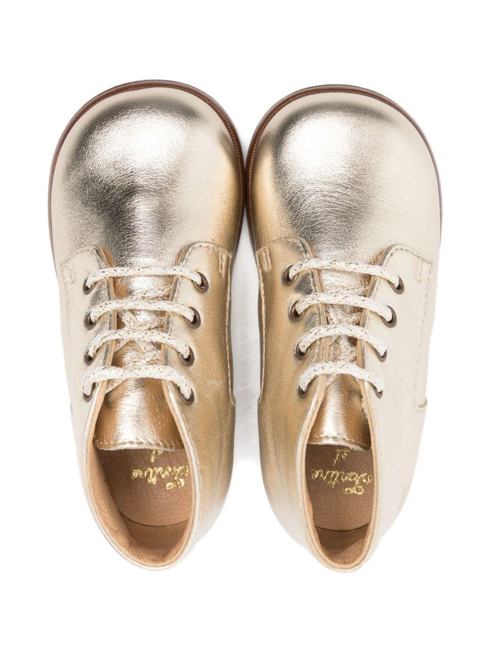 Stivaletti per bambina Tartine Et Chocolat color oro con lacci - Rubino Kids