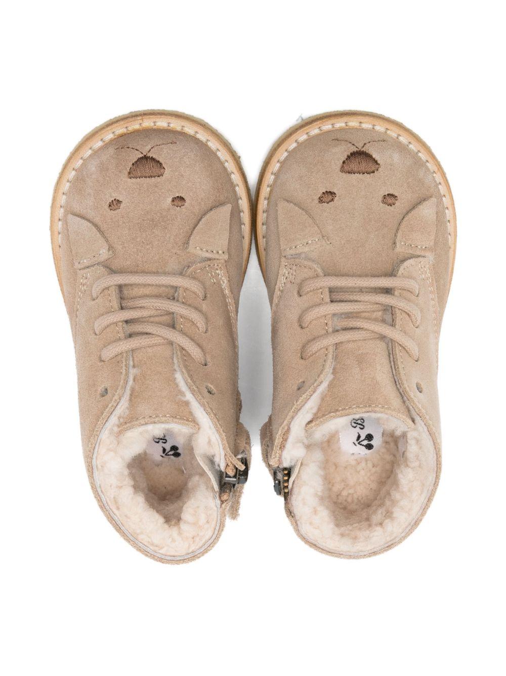 Stivaletto per bambino Bonpoint beige con ricamo a forma di cane - Rubino Kids