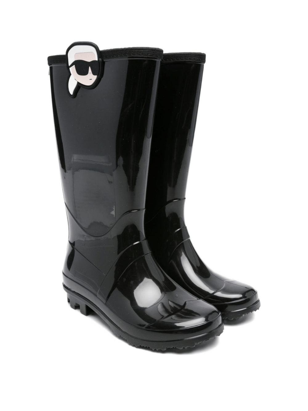 Stivali da pioggia per bambina Karl Lagerfeld Kids neri lucidi con logo - Rubino Kids