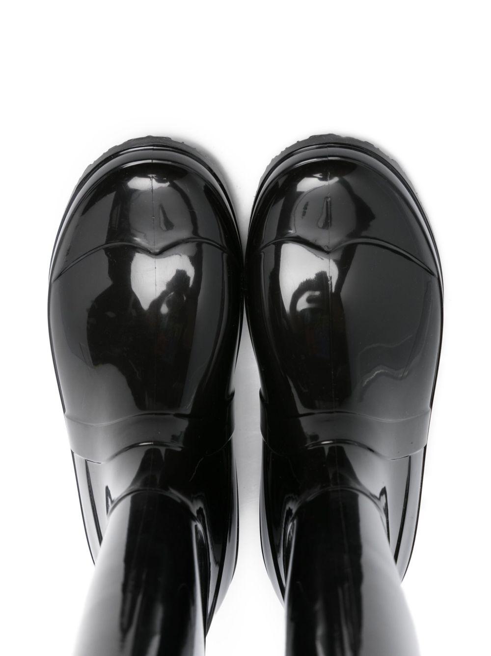 Stivali da pioggia per bambina Karl Lagerfeld Kids neri lucidi con logo - Rubino Kids