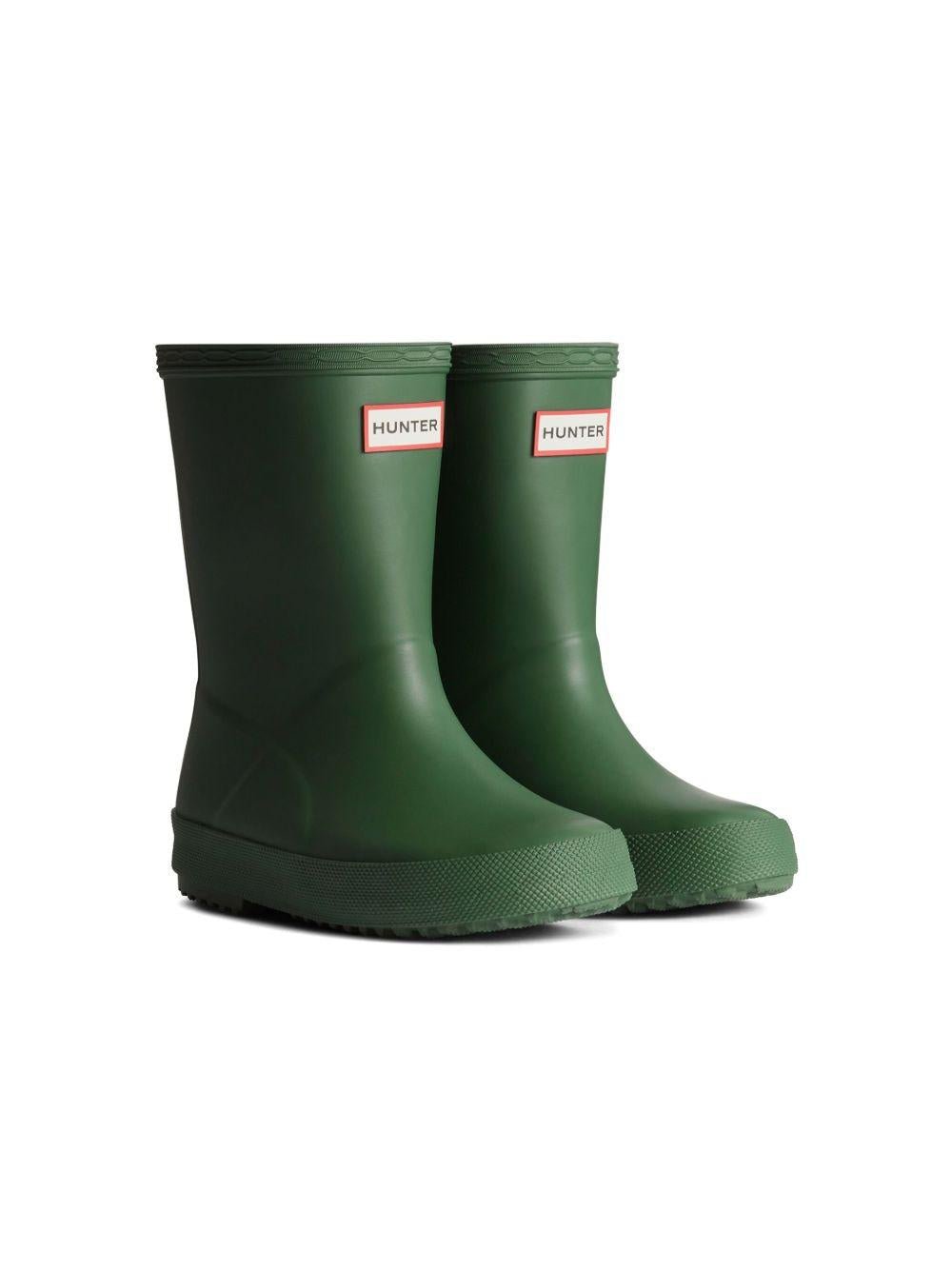 Stivali da pioggia per bambini Hunter Kids verde con applicazione - Rubino Kids