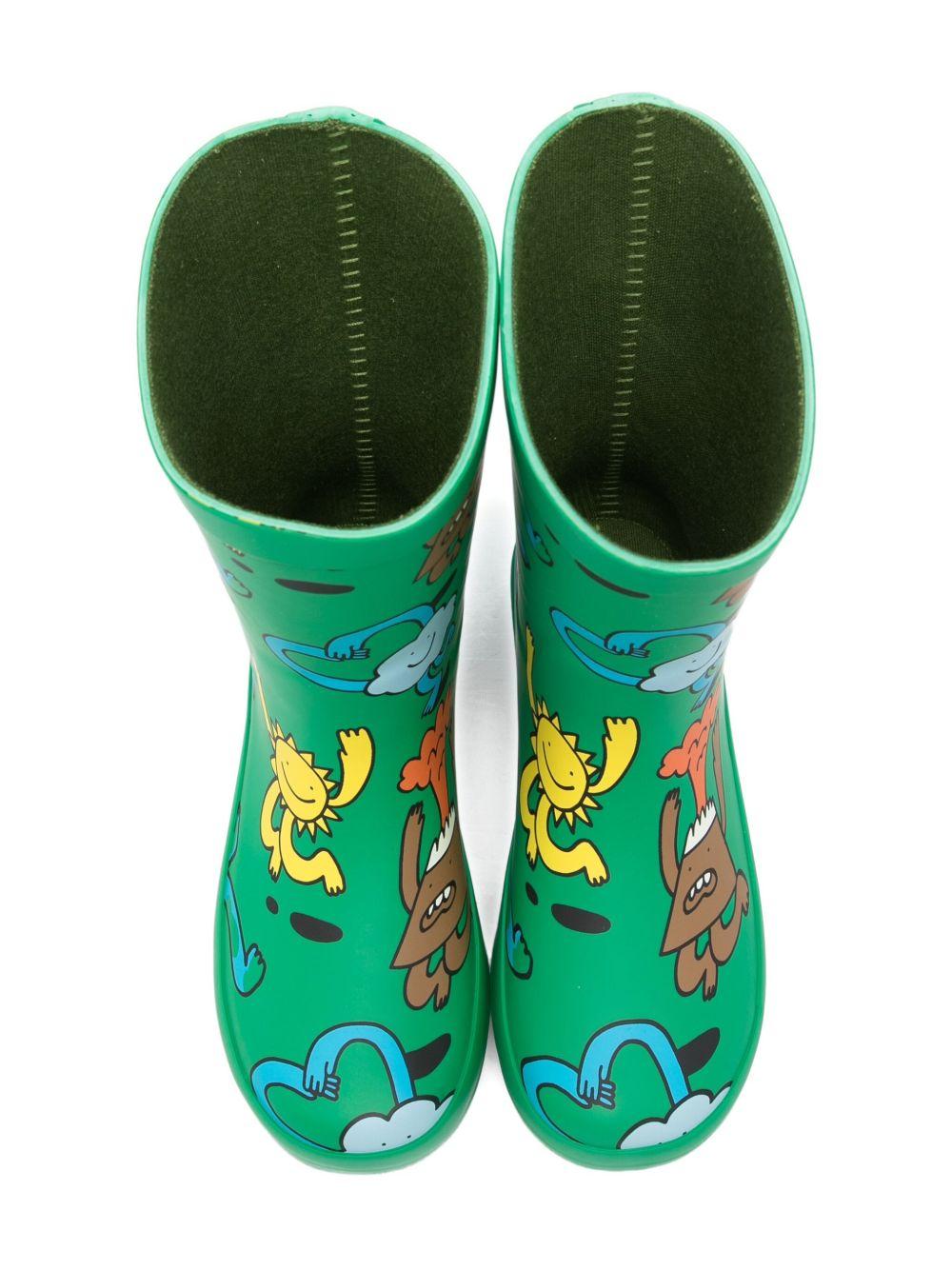 Stivali da pioggia per bambini Stella McCartney Kids verde con stampa grafica - Rubino Kids