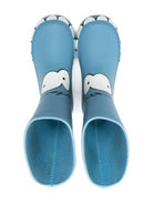 Stivali da pioggia per bambino Stella McCartney Kids azzurro con texture a forma di faccia di mostro - Rubino Kids