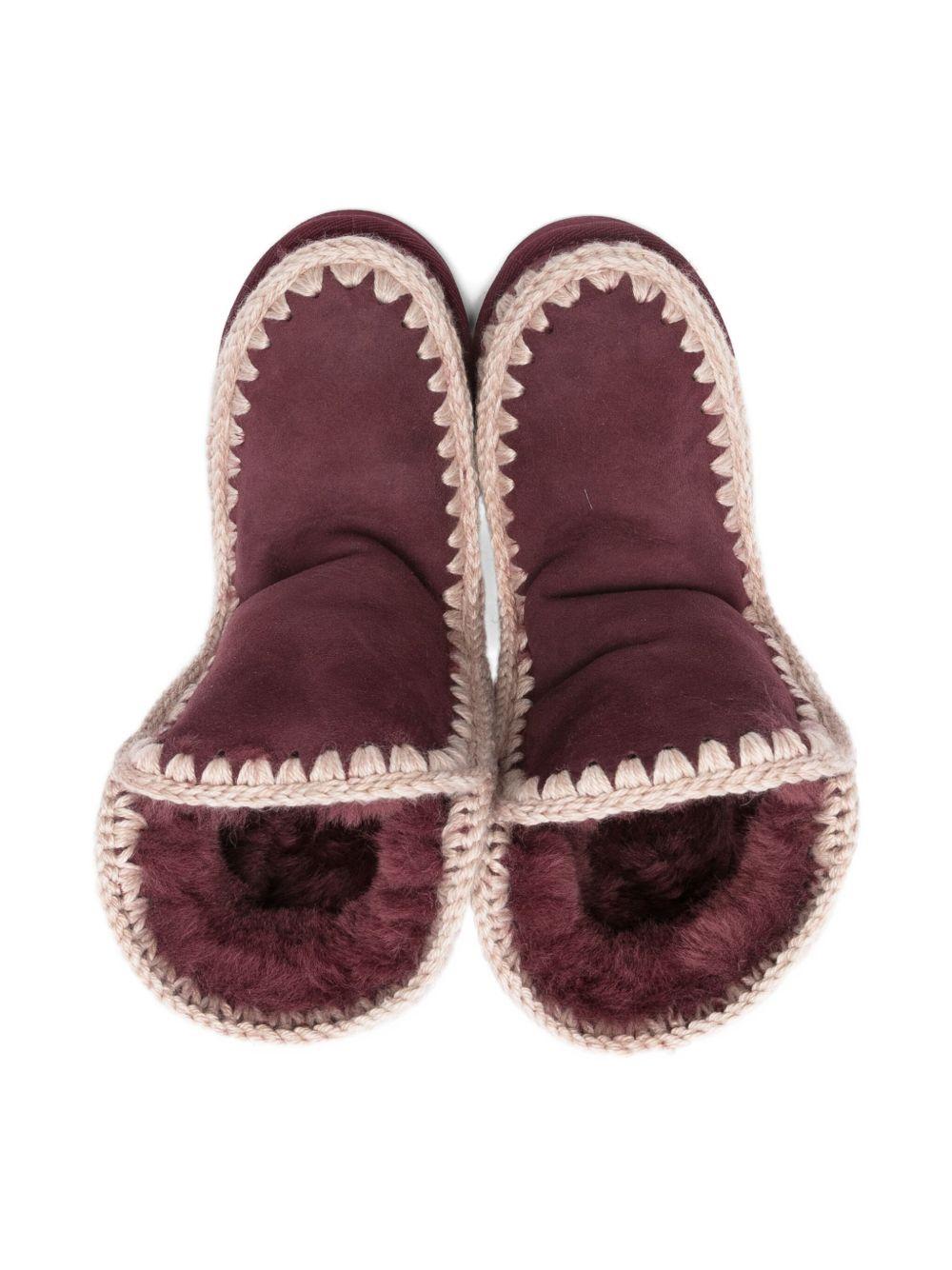 Stivali eschimesi per bambina Mou Kids rossi con rifiniture all'uncinetto - Rubino Kids