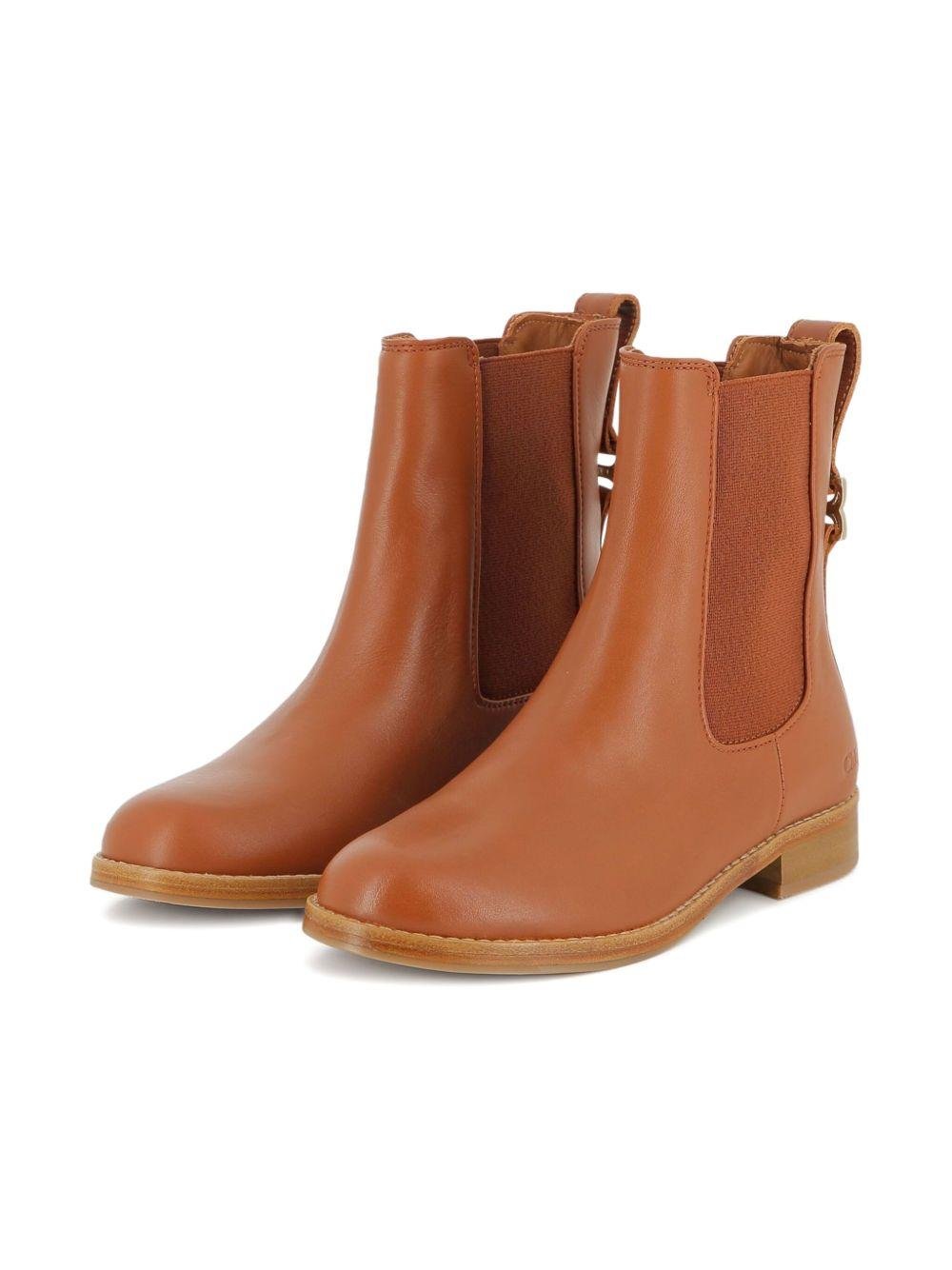 Stivali per bambina Chloé Kids Chelsea marrone in pelle - Rubino Kids