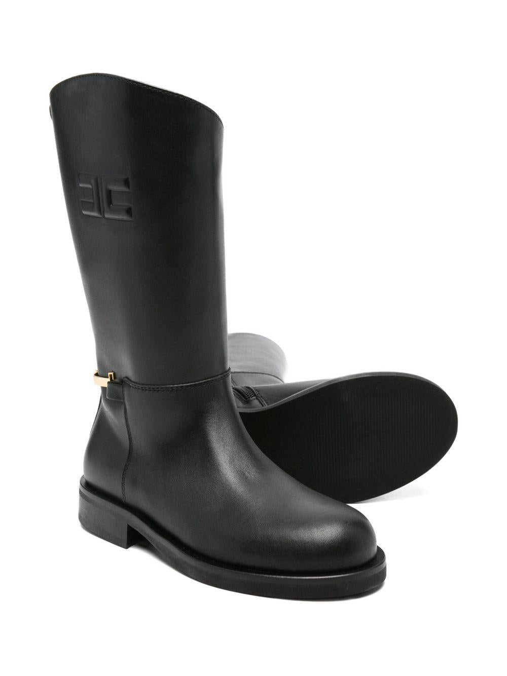 Stivali per bambina Elisabetta Franchi La Mia Bambina neri con logo goffrato - Rubino Kids