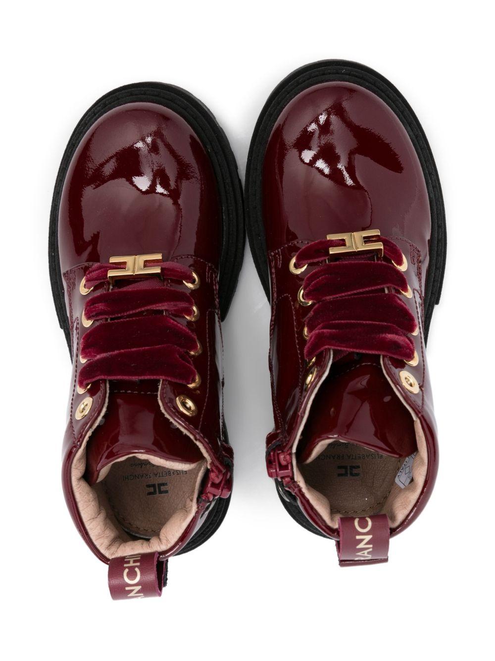 Stivali per bambina Elisabetta Franchi La Mia Bambina rossi con occhielli color oro - Rubino Kids