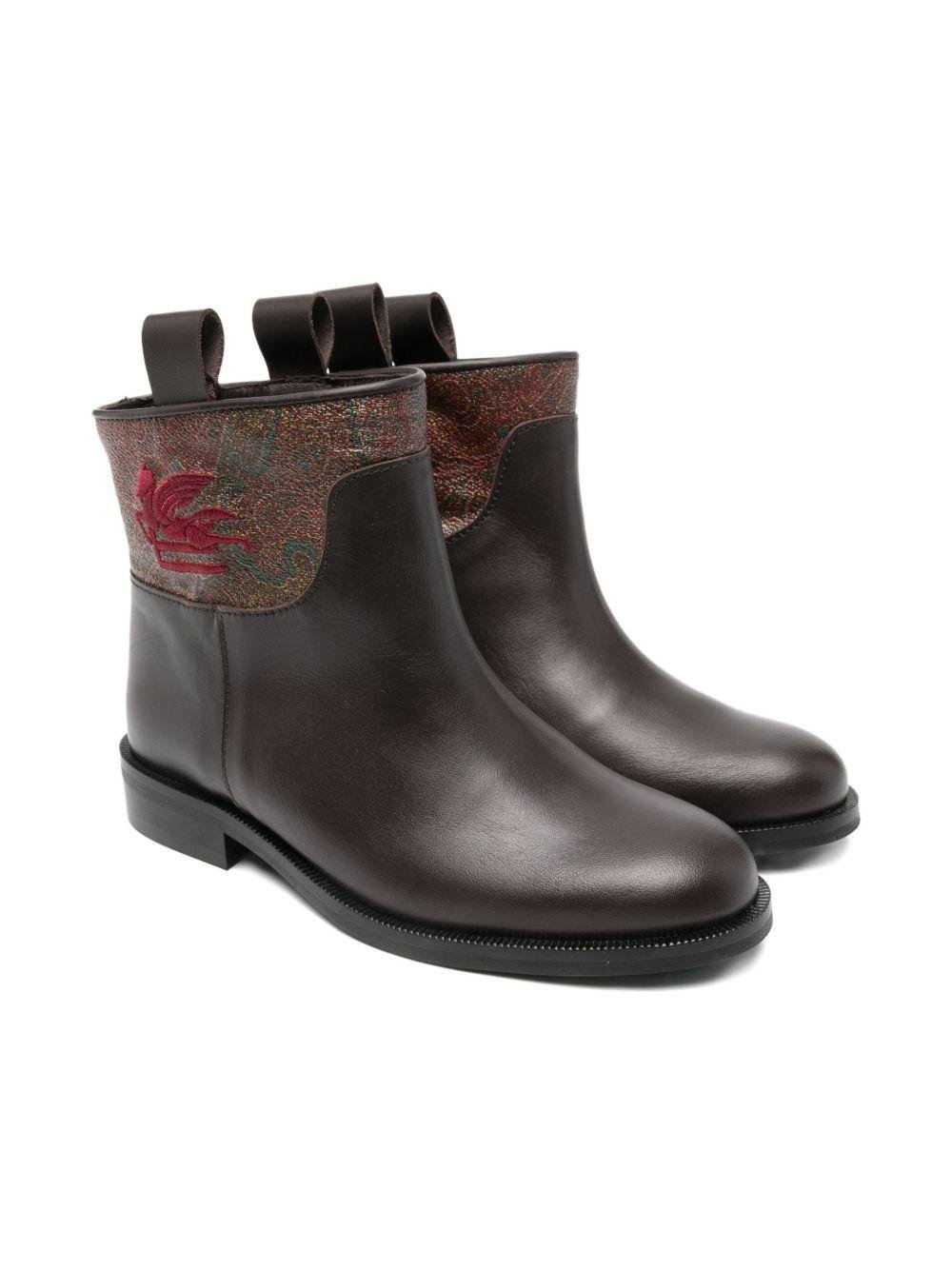 Stivali per bambina ETRO Kids marroni con ricamo Pegaso - Rubino Kids