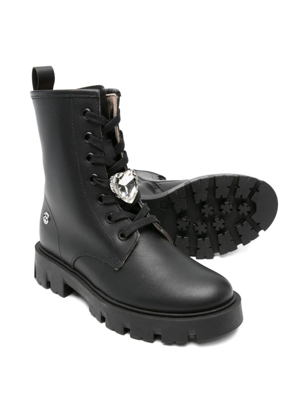 Stivali per bambina Florens neri con decorazione in cristalli - Rubino Kids