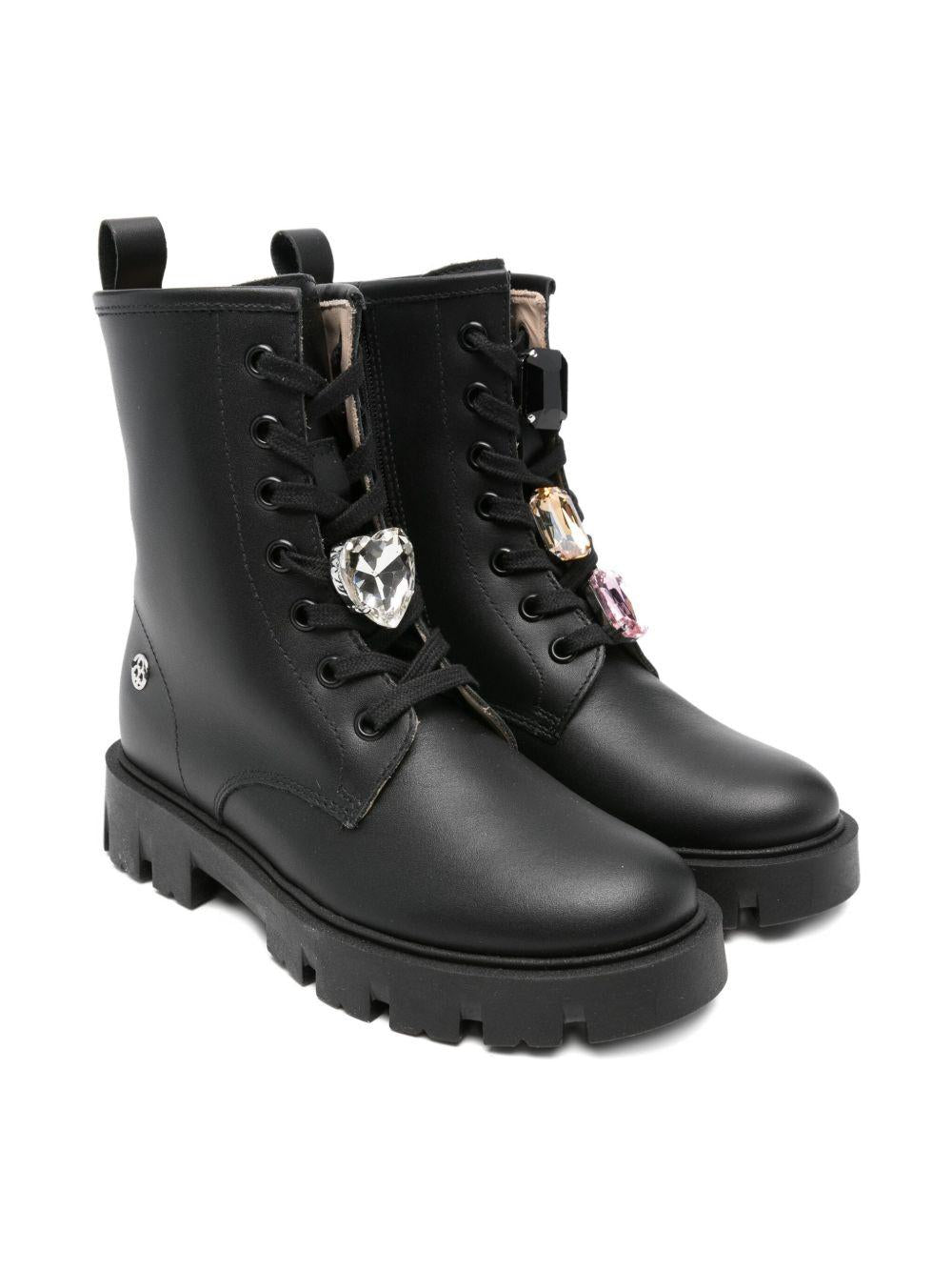 Stivali per bambina Florens neri con decorazione in cristalli - Rubino Kids