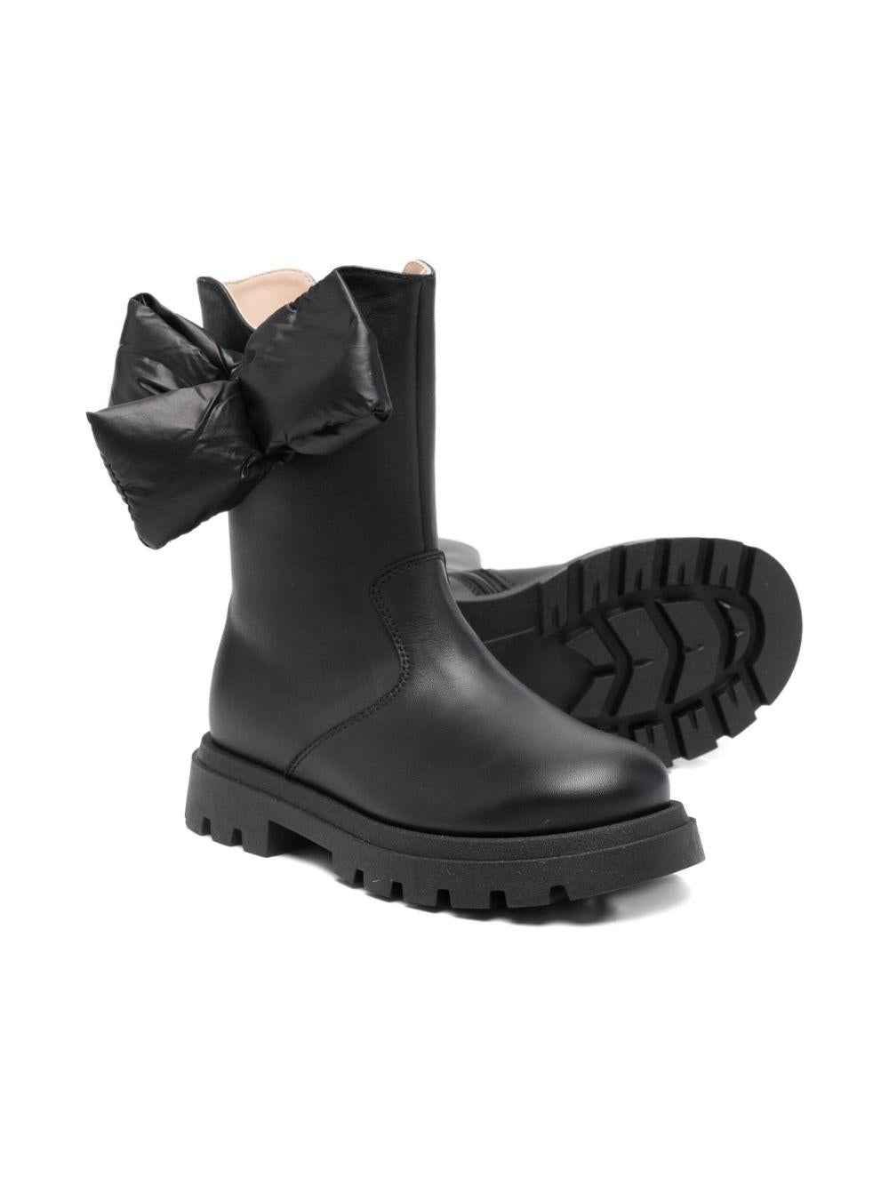 Stivali per bambina Florens neri con dettaglio fiocco sui lati - Rubino Kids