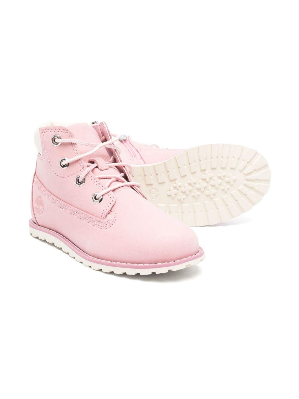 Stivali per bambina Timberland Kids Pokey Pine rosa con chiusura laterale con zip - Rubino Kids