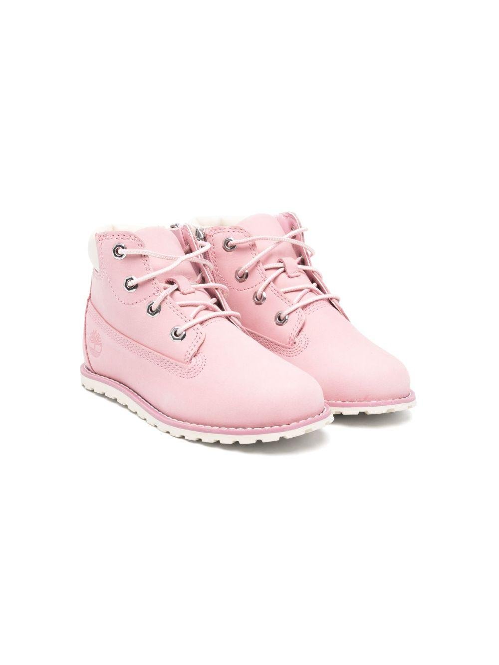 Stivali per bambina Timberland Kids Pokey Pine rosa con chiusura laterale con zip - Rubino Kids