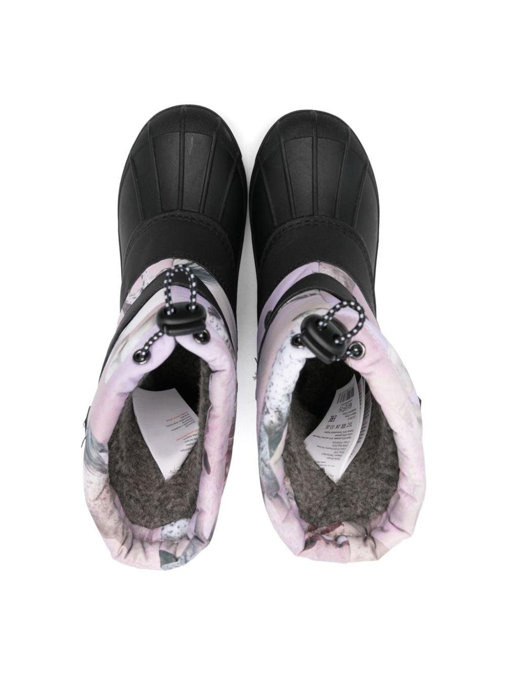 Stivali per bambino Molo nero con inserti azzurri e pelliccia interna - Rubino Kids