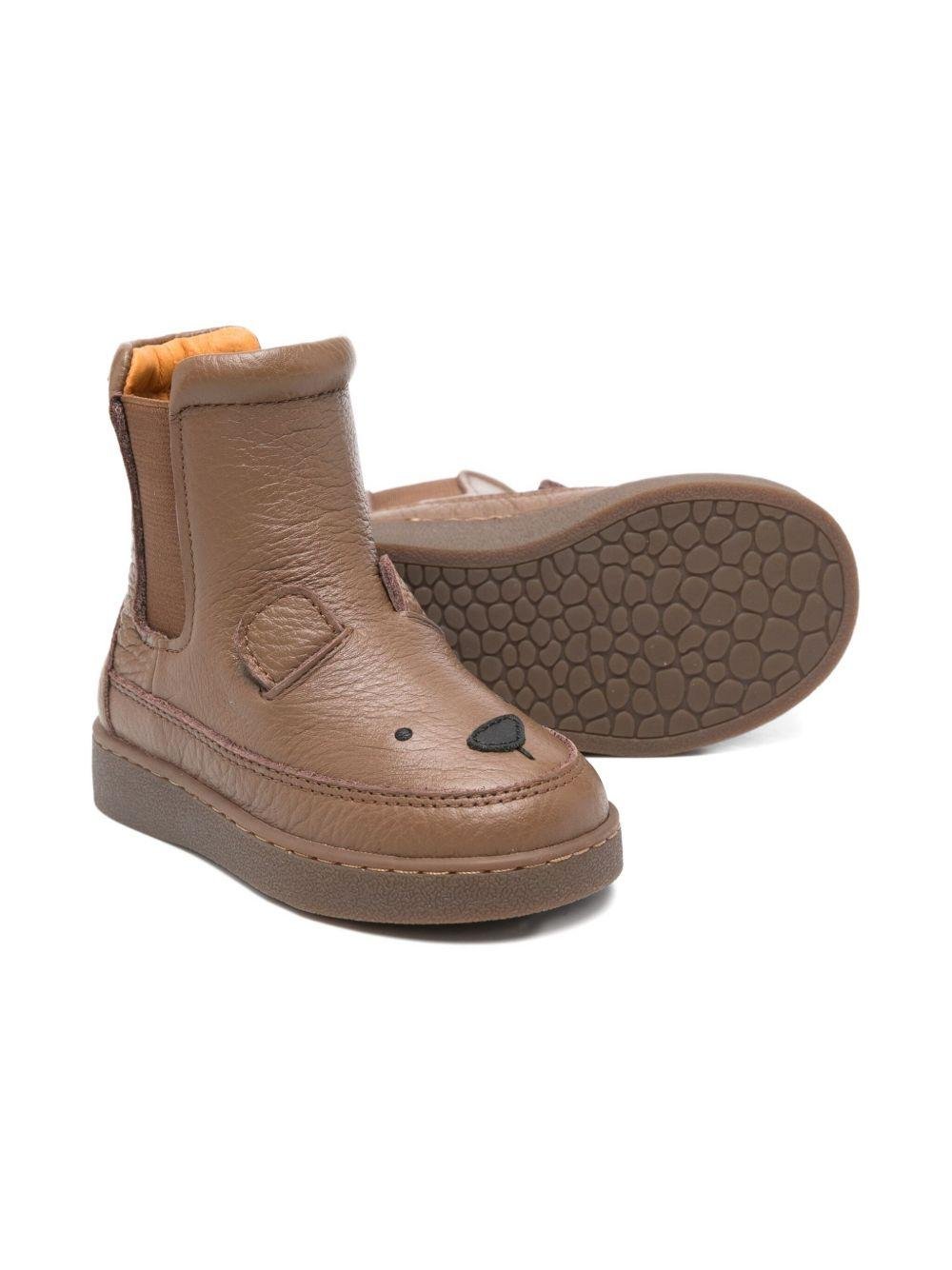 Stivali per neonato Donsje marroni con motivo con faccia d'orso - Rubino Kids